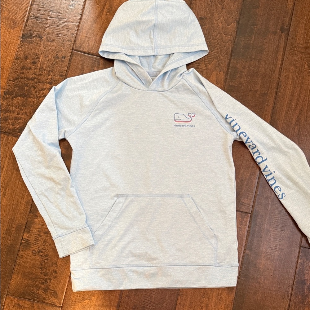 Vineyard Vines Light Gray Hoodie with Pink Whale